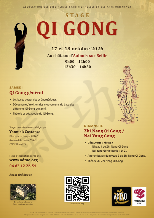Affiche Stage Qi Gong Aulnois-sur-Seille 17-18 octobre 2026